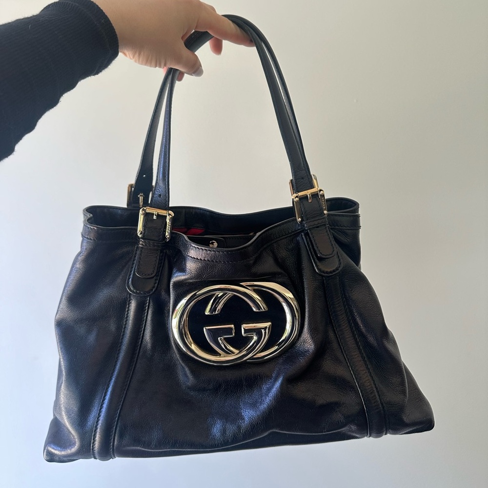 Gucci Iconic Black Leather Tote Bag